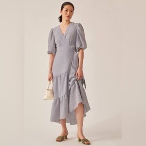Hutch V-Neck Tiered Wrap Midi Dress